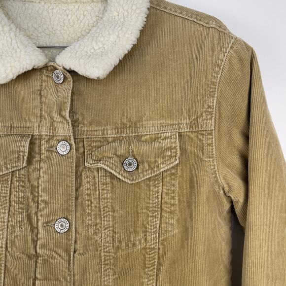 Brandy Melville John Galt Tan Corduroy Sherpa Lined Jacket Small - Picture 7 of 15
